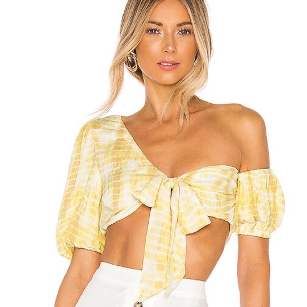 MAJORELLE Alyssa Top in Yellow Tie Dye